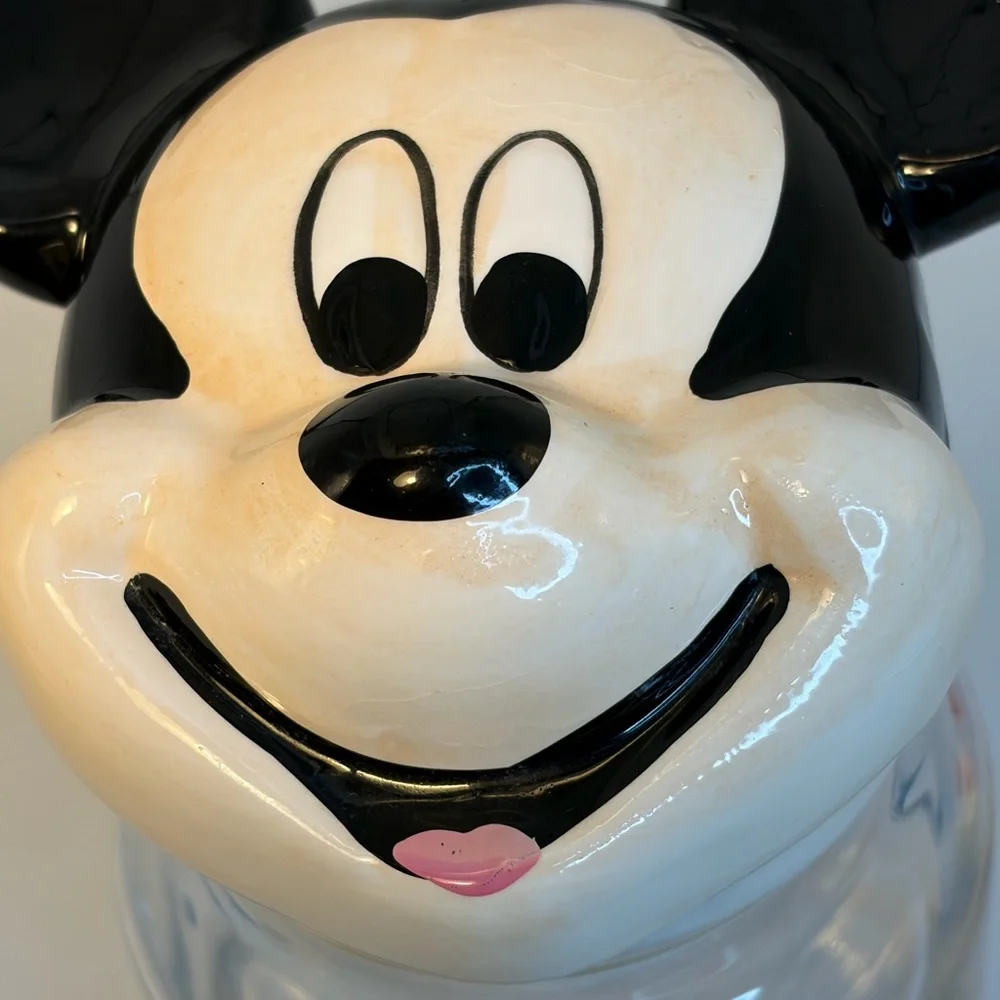 Disney&Co.‎ Mickey Mouse Glass Jar/Canister with Lid made By Anchor/16oz